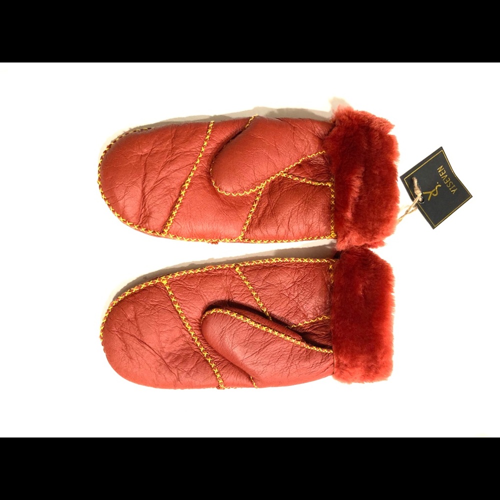 YISEVEN Twin - face  Sheepskin Leather Gloves